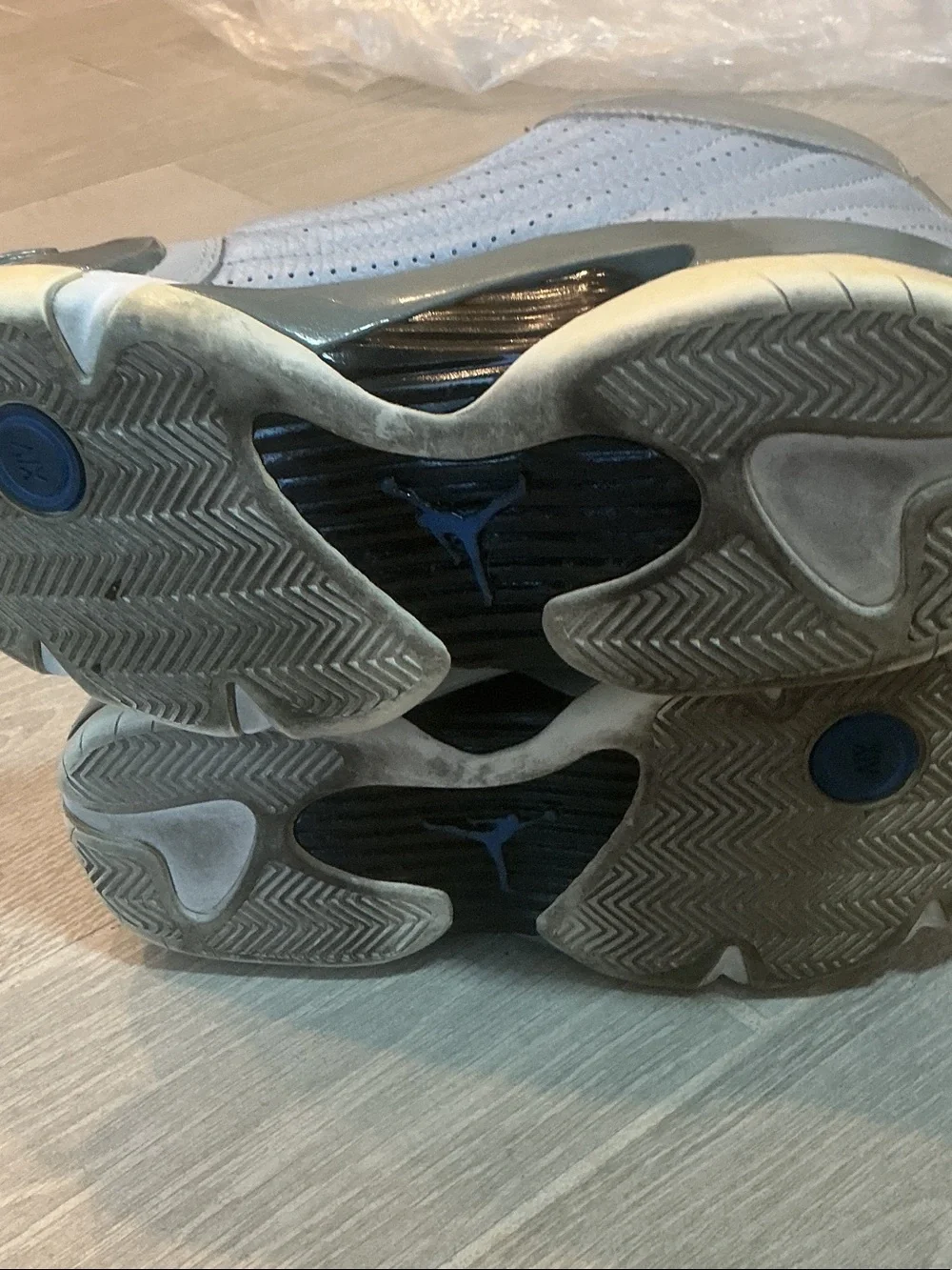 Nike Air Jordan 14 Retro Grey/Blue Leather Basketball Sneakers  Sz 9 487471-004